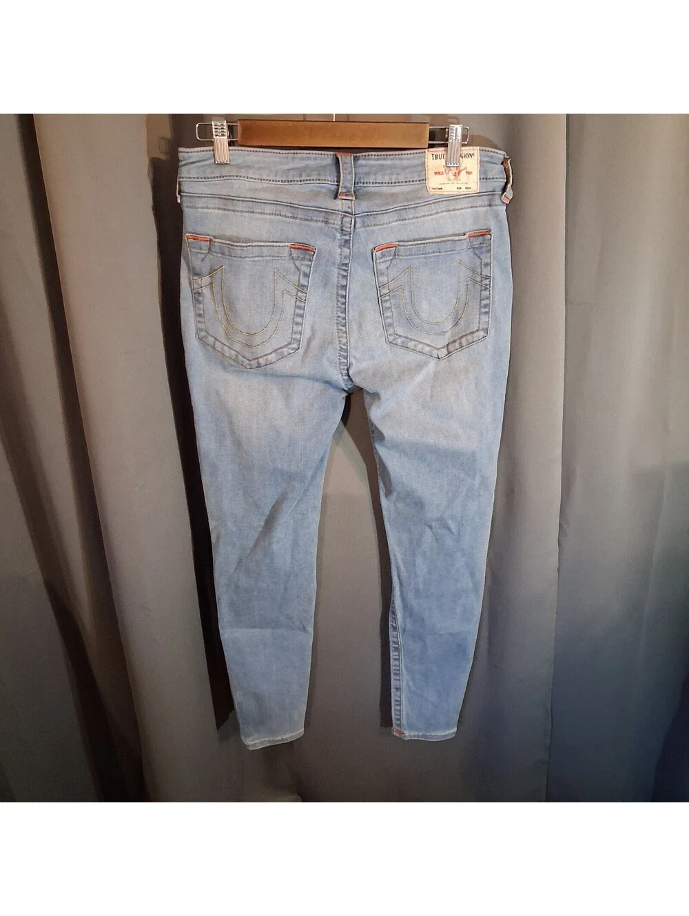 True Religion Jennie Curvy Mid Rise Skinny Jeans Size 33 Light Blue